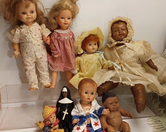 Vintage 1940's- 1980's Doll Lot from Closed Doll Hospital...All Need Work