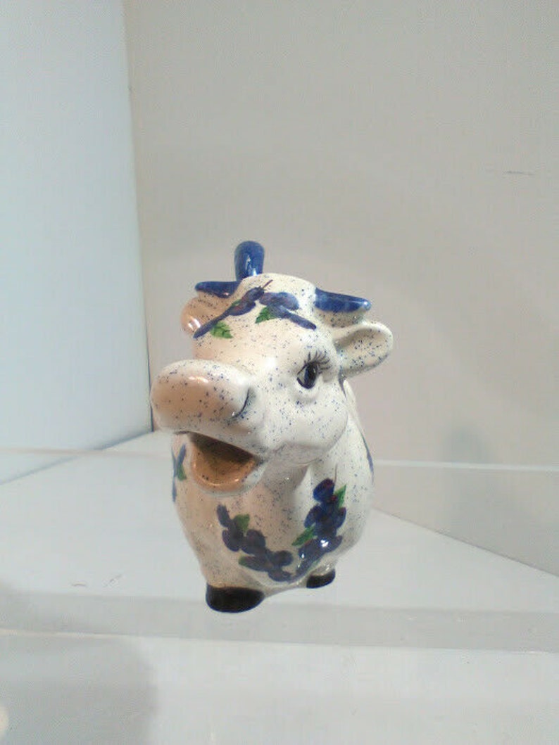 Japan Vintage Ceramic with Blue Milk Vintage Cow Creamer