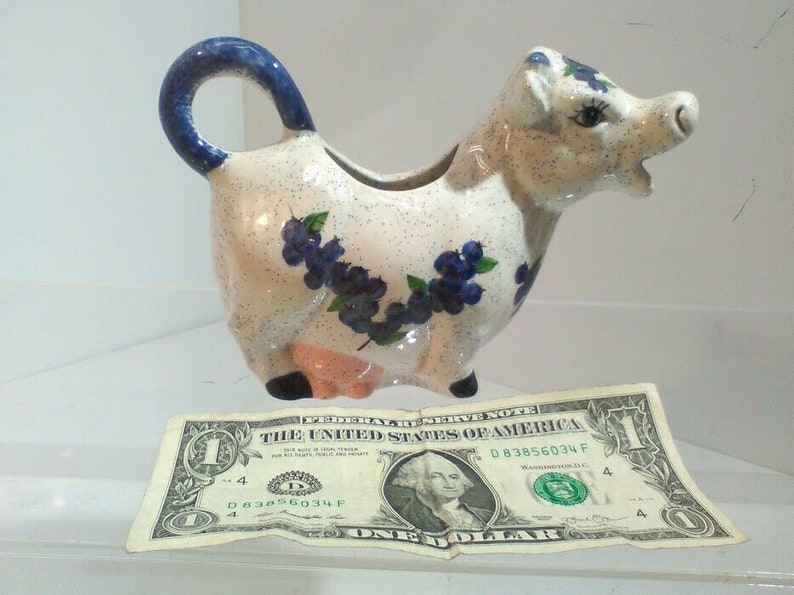 Japan Vintage Ceramic with Blue Milk Vintage Cow Creamer