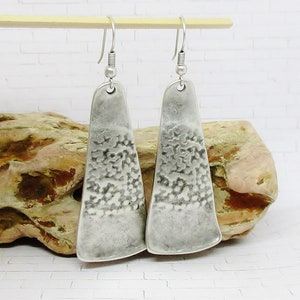 Boho Silver Earrings - Hammered Textured Earrings - Statement Earrings - Boho Drop Earrings - Silver Dangle Earrings - Bohemian Earrings