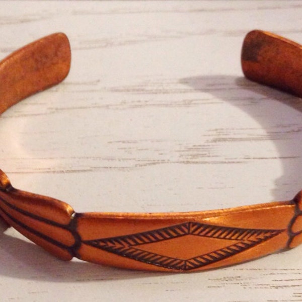 Vintage Bronze Bracelet with Inlay