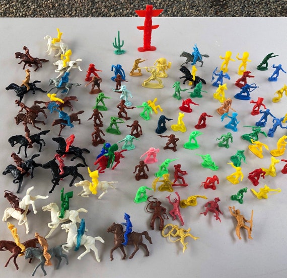 vintage plastic cowboy and indian toys