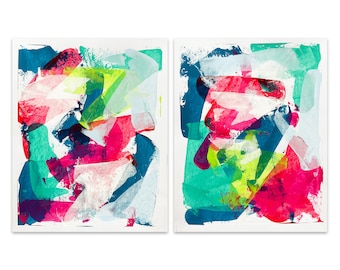 Conjunto de 2: Pintura Abstrata Original | Acrílico sobre papel | 8x10