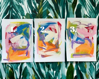 Pintura abstrata original | Arco-íris | Arte | Acrílico sobre papel | 5x7