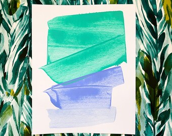 Água Marinha | Turquesa. Pervinca. Azul empoeirado | Arte Abstrata Original | Arte de parede | 11x14