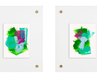 Conjunto de 2: Pintura Abstrata Original | Acrílico sobre papel | 5x7