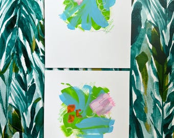 Conjunto de 2: Pintura Abstrata Original | Acrílico sobre Papel | 8x10