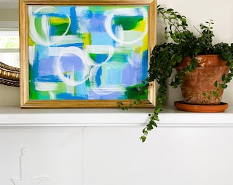 Pintura Abstrata Original | Acrílico + Pastéis Óleo sobre Papel | 11x14