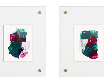 Conjunto de 2: Pintura Abstrata Original | Acrílico sobre papel | 5x7