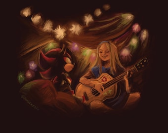 Sonic the Hedgehog - Shadow and Maria Square Print