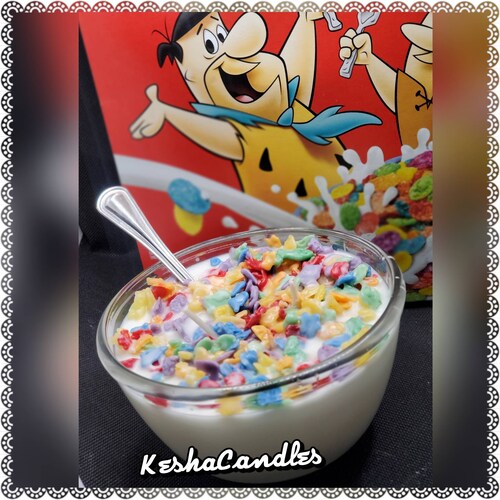Large Fruity Pebbles Cereal Candle Cereal Bowl Cereal Etsy