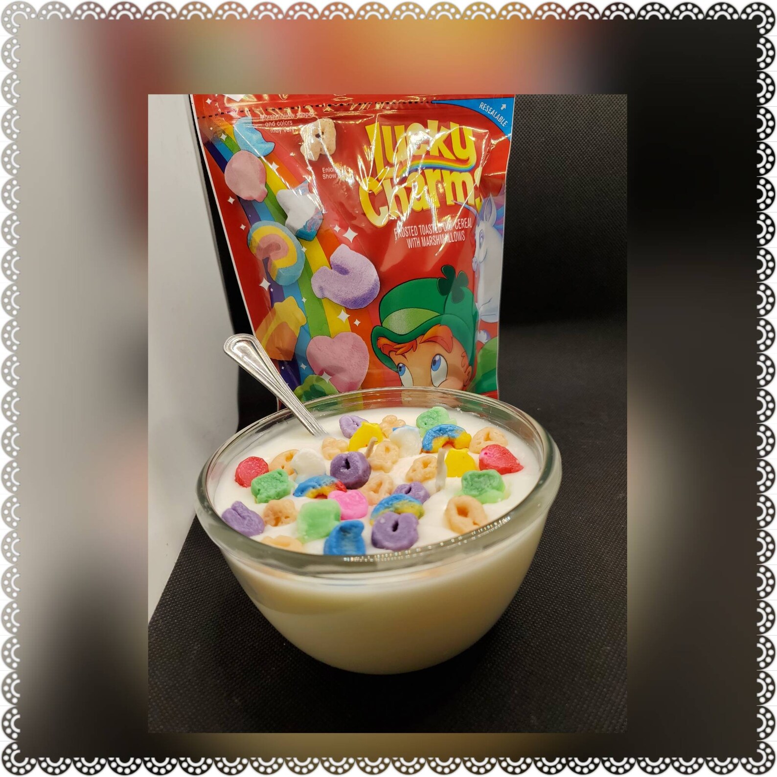 Cereal Candle Lucky Charms With Metal Spoon Etsy UK