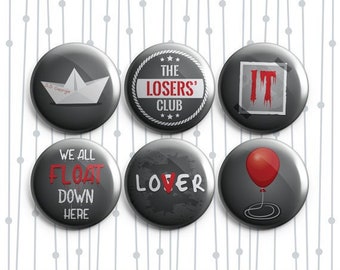 IT Pennywise Clown 6 Pack - Pinback Badges / Magnets