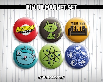 Big Bang Theory Lot de 6 - Badges/Aimants