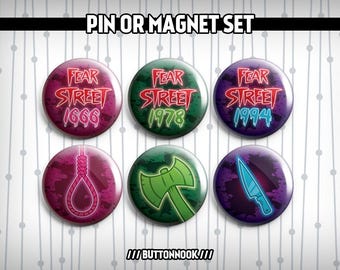 Fear Street R. L. Stine 1666, 1978, 1994 6 Pack - Pinback Badges / Magnets