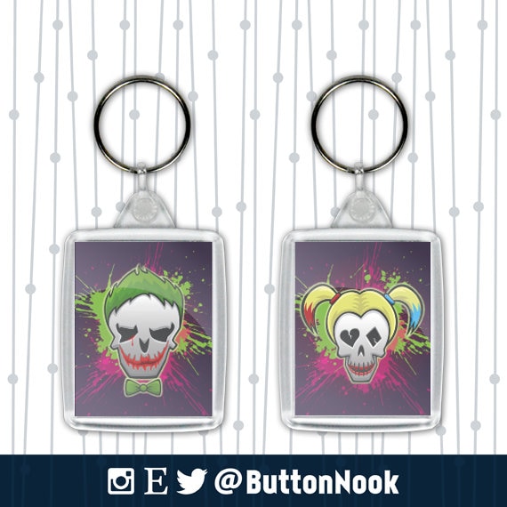 Harley Quinn Suicide Squad Double Sided Keychain Key Ring Pendant Key Chains