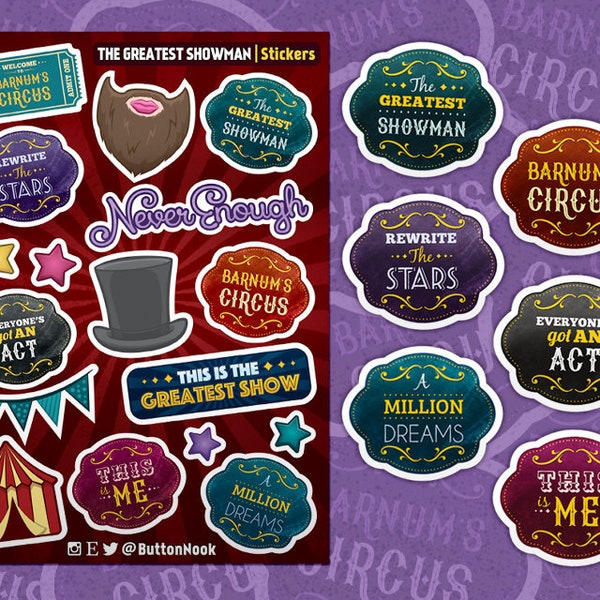 The Greatest Showman | Glossy Waterproof Vinyl Stickers | Barnum's Circus Musical