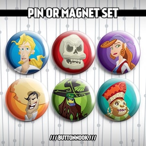 Monkey Island Guybrush 6 Pack - Pinback Badges / Magnets