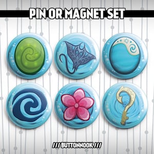 Moana Inspired 6 Pack - Badges/Aimants