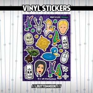 Adesivi in vinile impermeabile lucido / Point & Click Gamer / Broken Sword, Grim Fandango, Monkey Island, Gabriel Knight, Day of The Tentacle