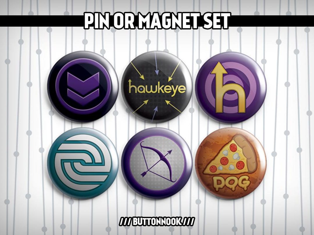 絶版　19年製　【ホークアイ】marvel ヴィンテージ デザイン　缶バッジ Hawkeye Avengers Marvel Superhero MCU Logo 6 Pack - Pinback Badges