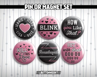 Blackpink Blink Kpop Music 6 Pack - Pinback Badges / Magnets - Etsy