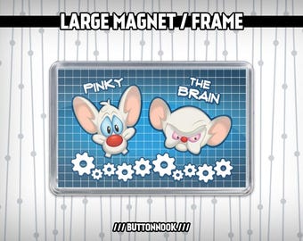 Pinky and The Brain 90s Cartoon Mice Magnet - Dual Purpose Magnet & Stand Alone Photo Frame