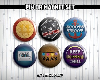 Hawkins 80s Squad 6 Pack - Pinback Badges / Magnets