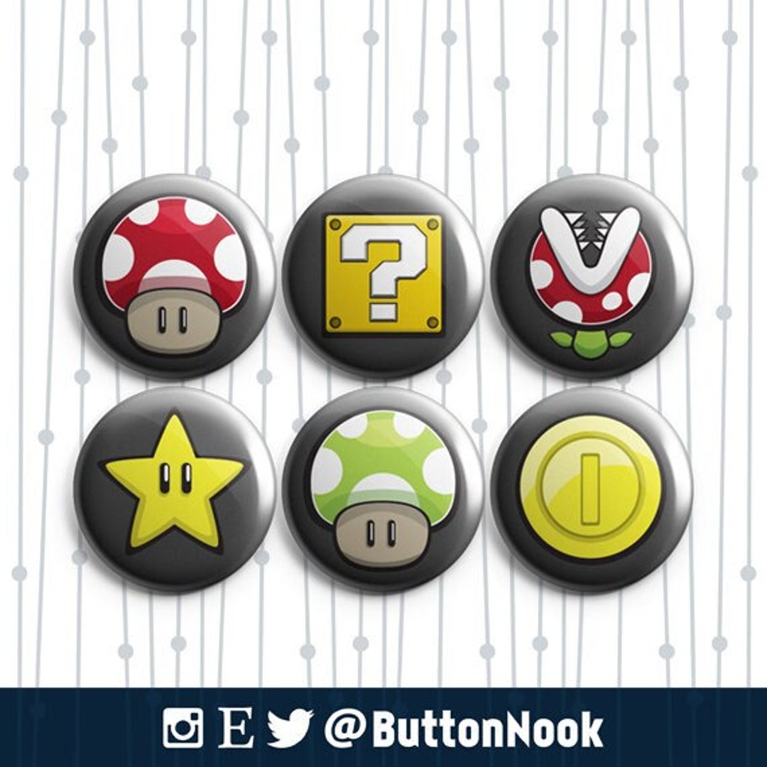 Mario Gamer 6 Pack Pinback Badges / Magnets - Etsy