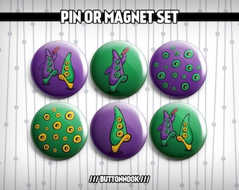 Lot de 6 Le Jour de la tentacule - Badges/aimants