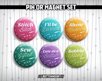 Lot de 6 marqueurs de couture - Badges/Aimants