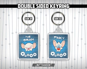 Pinky and The Brain 90s Cartoon Mice Keychain - Double Sided Keyring