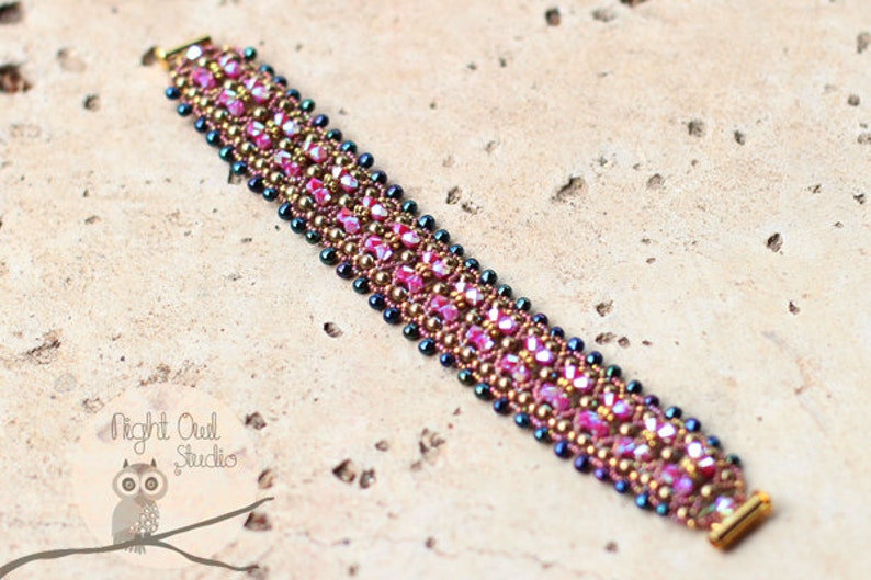 Bronze & Red Cuff Bracelet Etsy