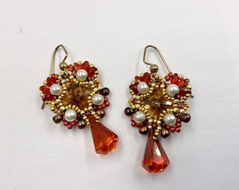 Crystal earrings, Handcrafted earrings, Beaded earrings