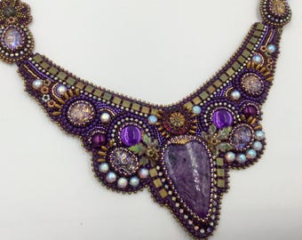 Tutorial for Fauna bead embroidery necklace, Bead embroidery necklace tutorial, Bead embroidery necklace pattern, Artisan necklace pattern