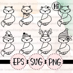 FOX- Mignon Kawaii renard SVG clipart fichier numérique cricut - projet de bricolage eps png svg vecteur foxy