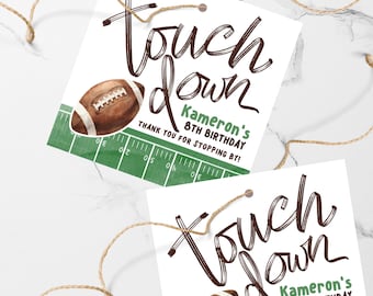 Etiquetas de recuerdo de fútbol personalizadas, pegatinas de recuerdo, fiesta del Super Bowl, cumpleaños infantil, baby shower, primer cumpleaños, decoración de fiesta, juego de 12