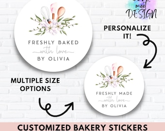 Custom Floral Baked Goods Labels custom stickers made with love bakery home baking business labels bakery box labels home baking stickers