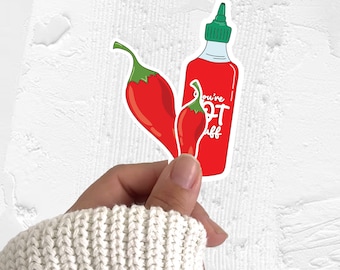 Set de pegatinas de vinilo con salsa picante Sriracha: un regalo divertido para amantes de la comida
