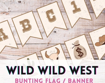 Thème Far West, Western, Cowboy Cowgirl Rodeo | Fête | Imprimable instantanément | Télécharger | Bannière Lettres, chiffres et accents png pdf DIY Party