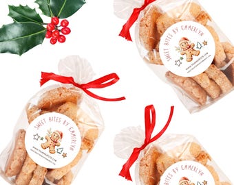 Personalized Gingerbread Man Christmas Stickers, Holiday Baker Labels