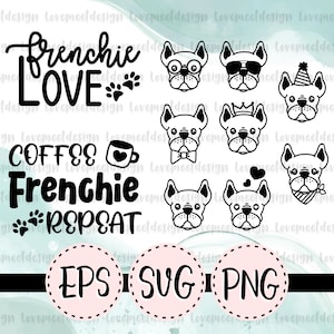 Frenchie französische Bulldogge Liebe Hund - süßer Hund SVG Clipart digitale Datei Cricut - diy Projekt Eps png svg Vektor