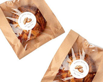 Etiquetas personalizadas para productos horneados, pegatinas personalizadas para panadería de masa madre, etiquetas para negocios de repostería casera, pegatinas de regalo para panificación, hechas a mano - Juego de 12