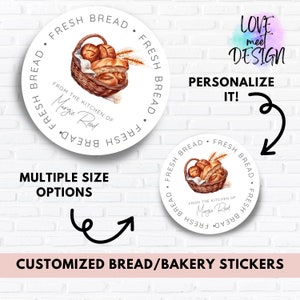 Custom Bread Baked Goods Labels custom stickers made with love bakery home baking business labels breadmaking gift stickers handmade