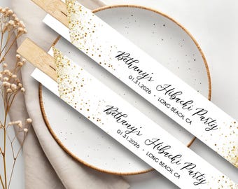 Funda para palillos chinos personalizada con purpurina dorada brillante o juego de palillos desechables para fiestas de cumpleaños, bodas, despedidas de soltera, baby shower