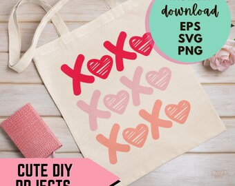 Abrazos y besos XOXO svg png pdf, svg corazón, xoxo svg, svg de San Valentín, Cricut, archivo de corte, camiseta de San Valentín, proyecto de bricolaje, descarga instantánea