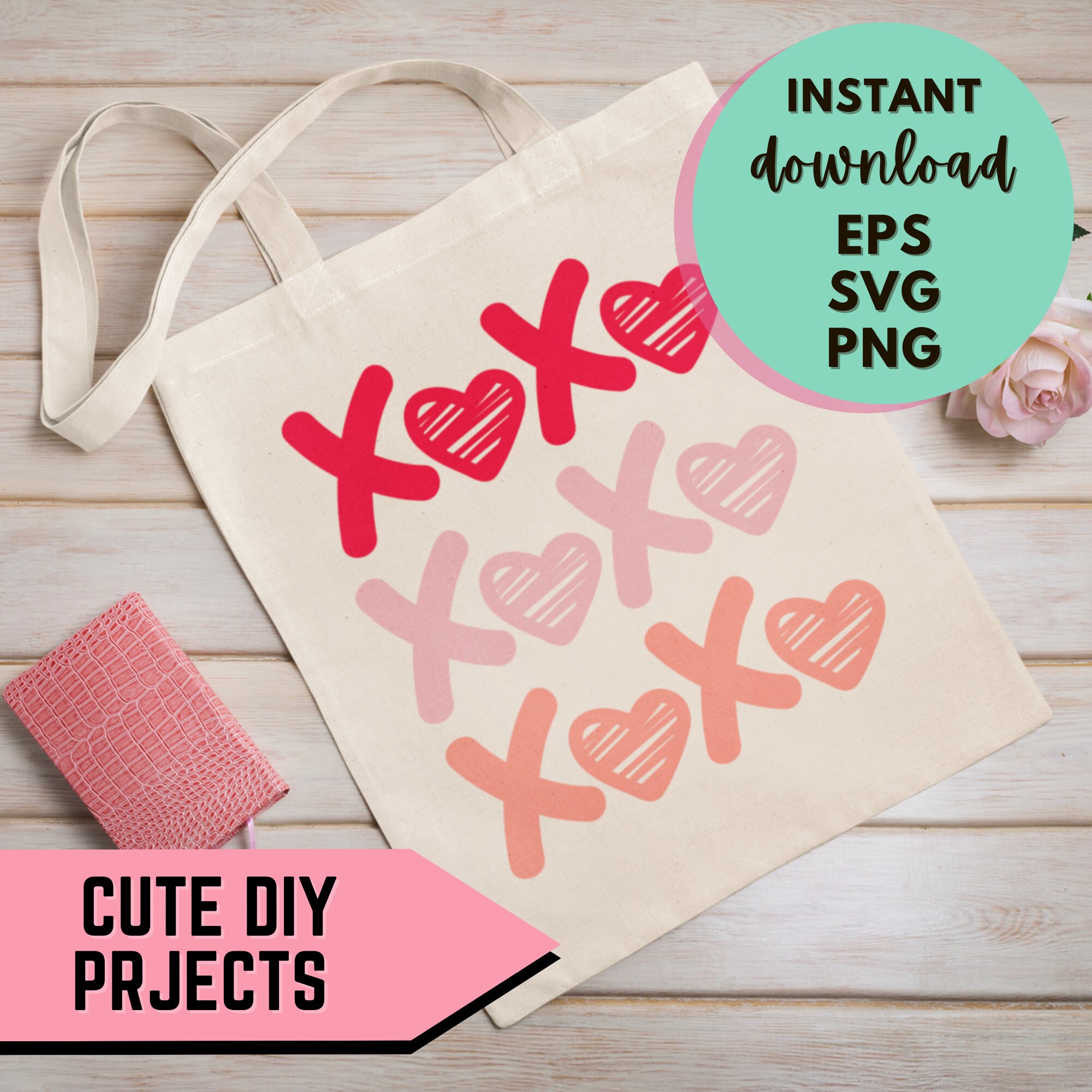 XOXO Hugs and Kisses Svg Png Pdf, Svg Heart, Xoxo Svg, Valentine's Svg ...