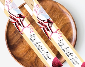 Palillos personalizados para fiesta de hibachi, teppanyaki, noche de barbacoa, temática asiática, pagoda floral, boda, fiesta de cumpleaños, fiesta de sushi, estética asiática