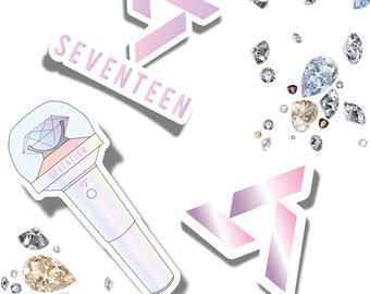 Seventeen 17 Carat SVT Carat Merch Light Stick sticker concert bomb K-pop sticker Cute K-Pop Stickers Vinyl laptop water bottle sticker