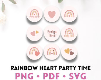Rainbow Party Time Boho Chic Party | Instant Printable | Label | Digital Download | cake topper, Numbers and Accents png pdf svg DIY